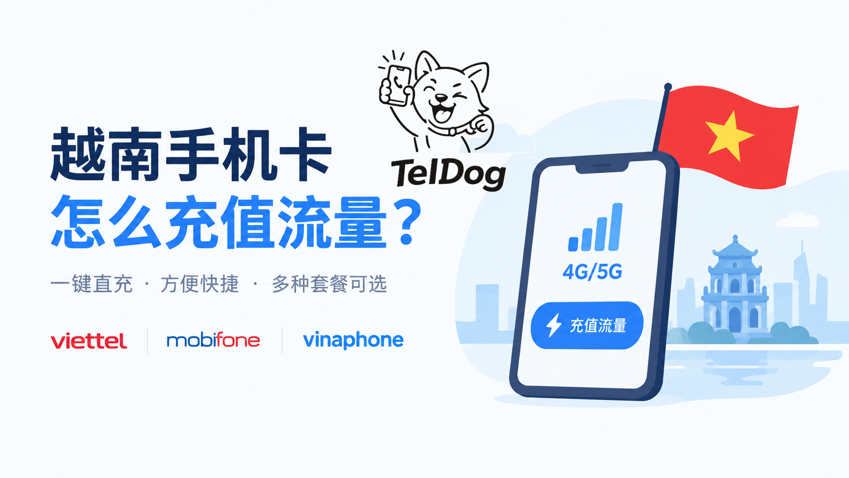 我们平台对接了越南流量直充接口，直接用TelDog就能充